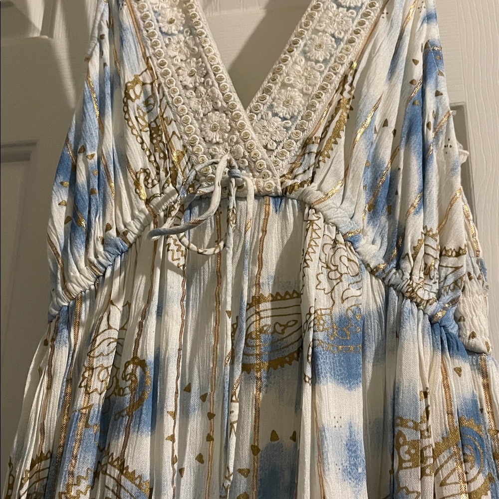 Tie-Dye Blue and White Maxi Dress - Picture 3 of 11